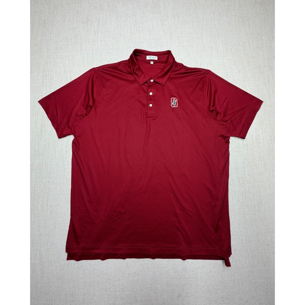 Peter Millar Stanford Cardinal Polo Shirt Mens XXL Red Summer Comfort Geometric